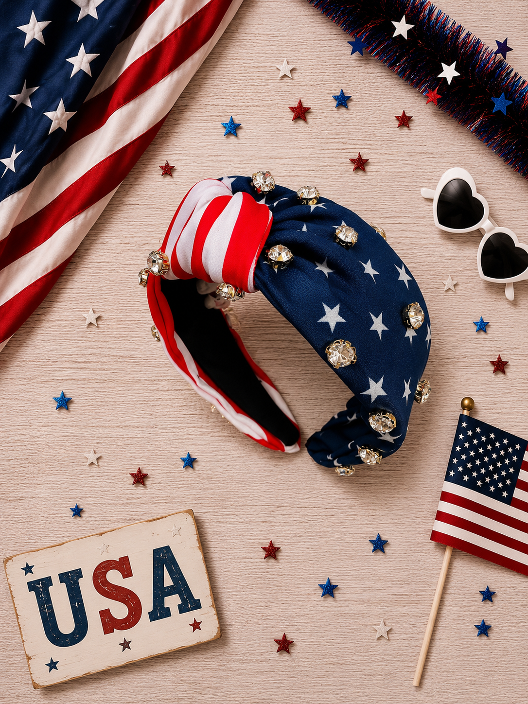 USA headband with rhinestones