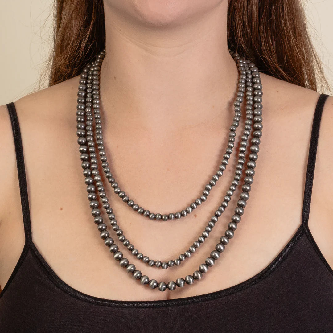 Layered Western Beaded Necklace-Silver