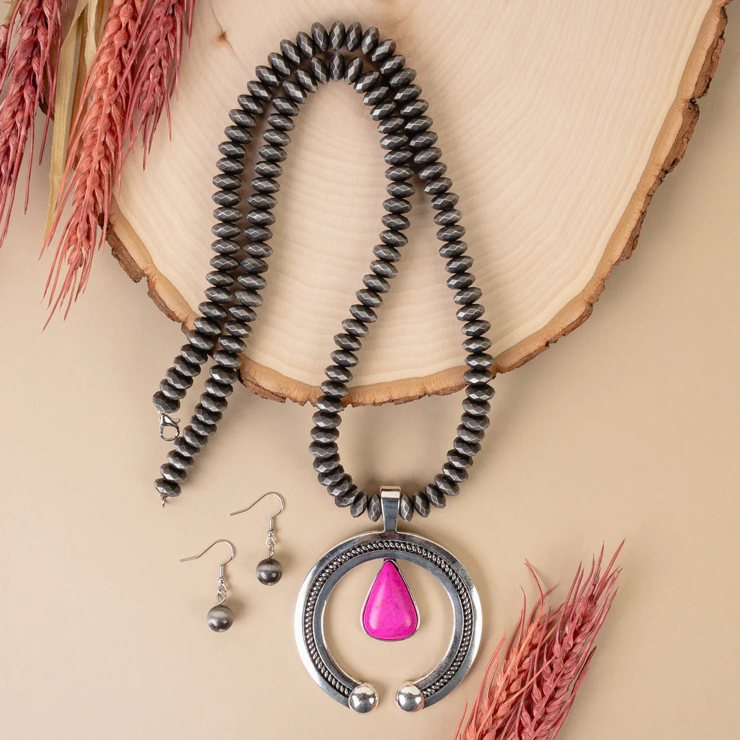 Squash Blossom Necklace-Fuschia