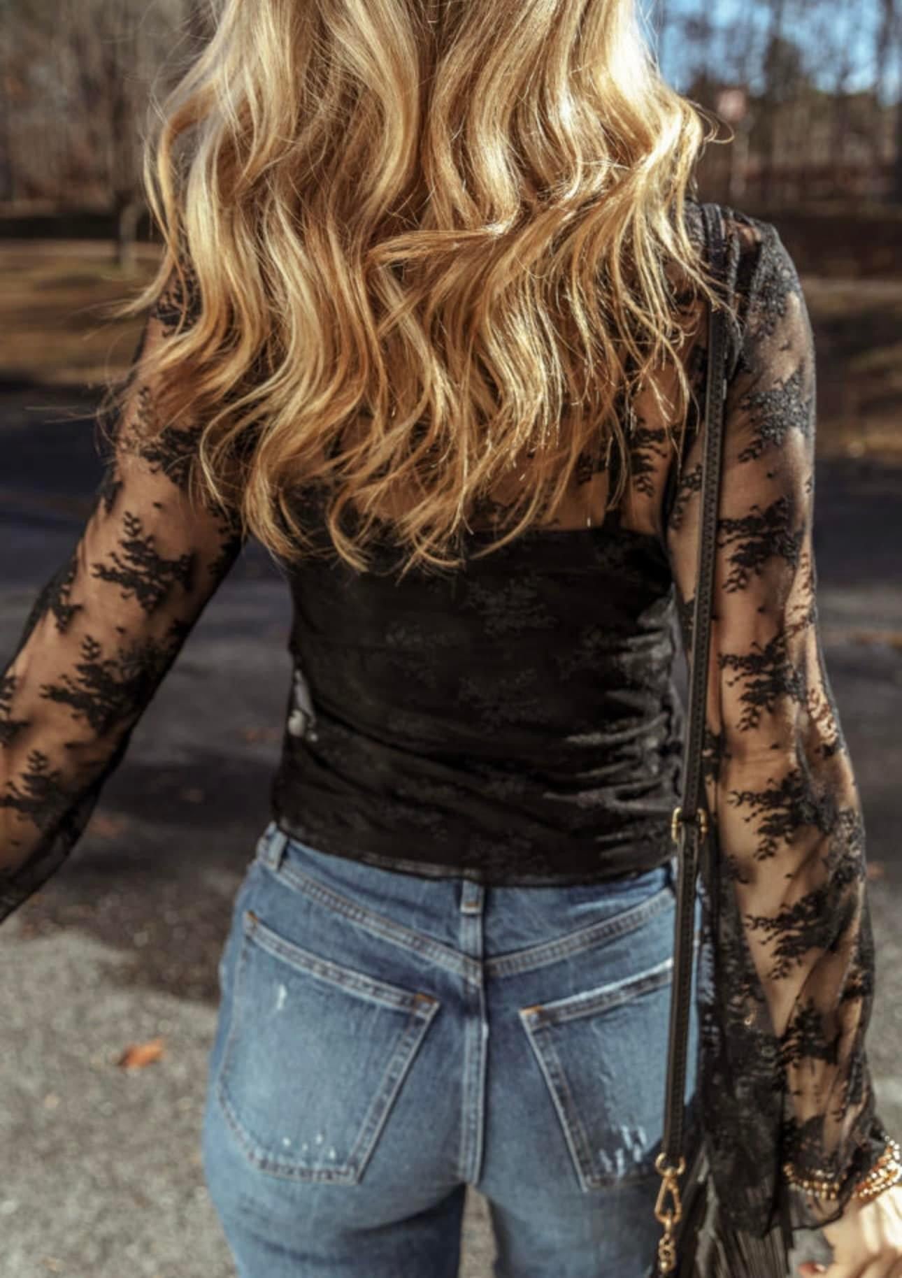 Black Lace Mesh Top