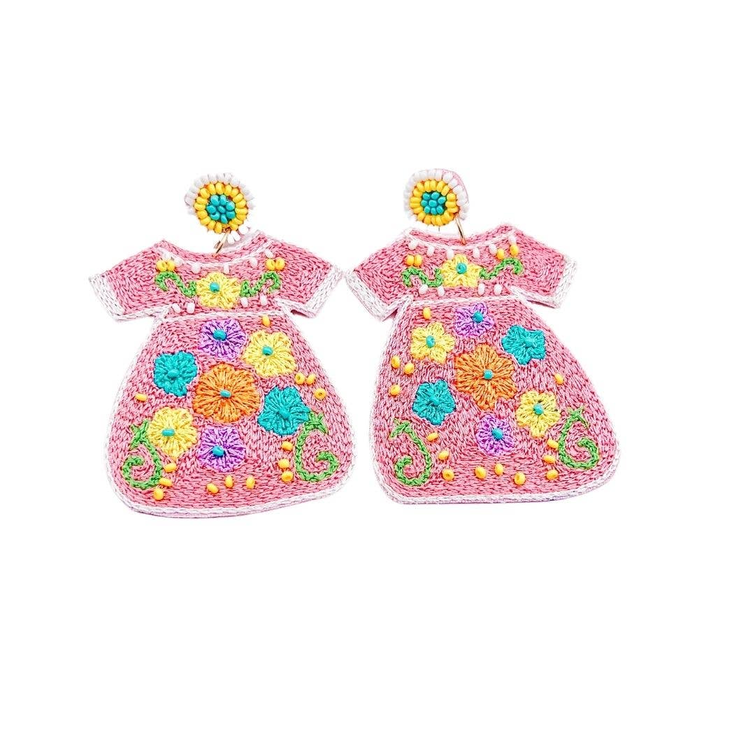 Mexican Dress Pink Earrings