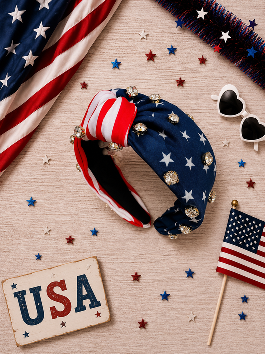 USA headband with rhinestones