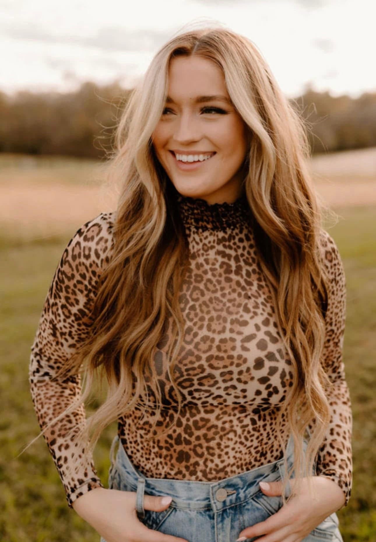 Cheetah Print Mesh Bodysuit