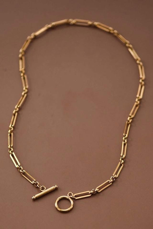 18k Paperclip Toggle Chain