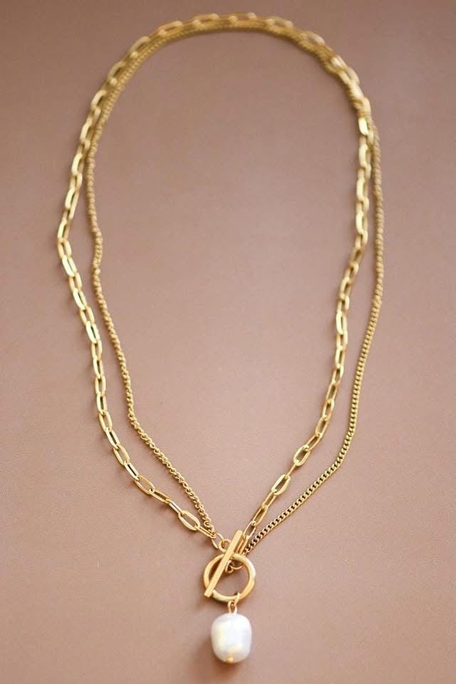 18k Paperclip Mini Pearl