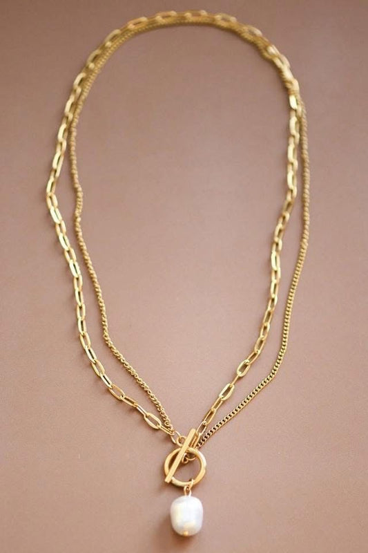18k Paperclip Mini Pearl