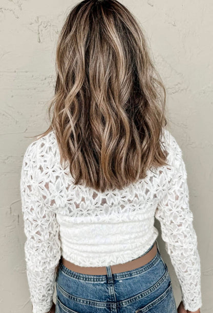 Blissful White Mesh Top