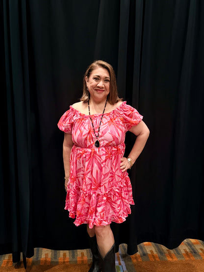 🌺 Coral Sunset Ruffle Dress
