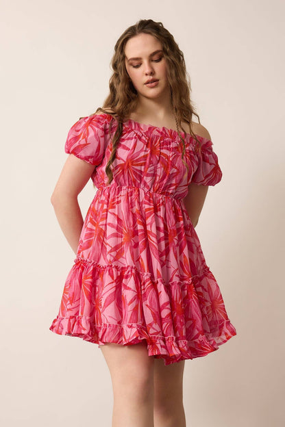 🌺 Coral Sunset Ruffle Dress
