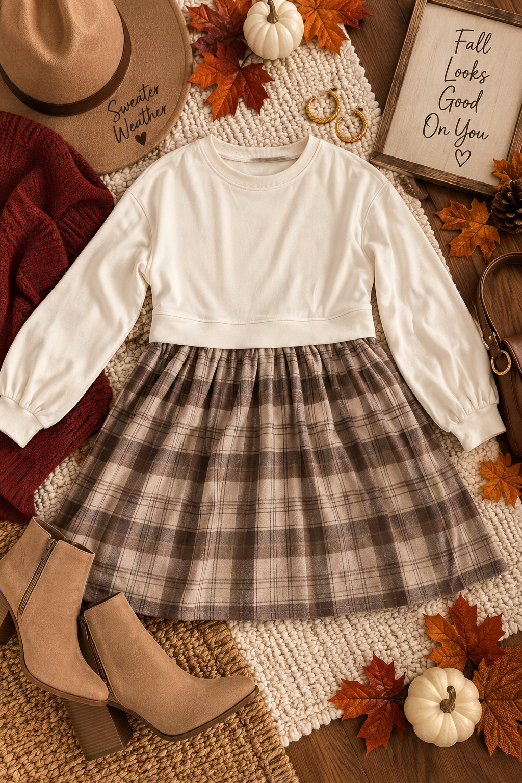 🤎 Cozy in Plaid Dress