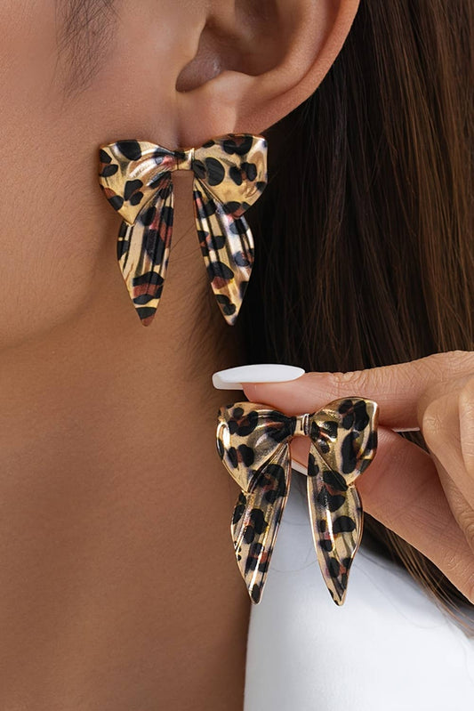 Leopard Print Bow Earrings