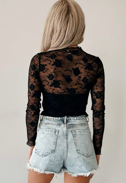 Midnight Lace Sheer Top