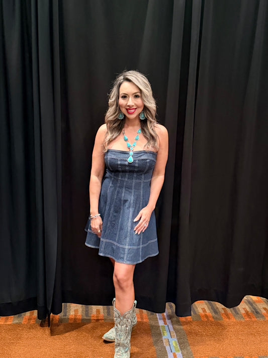 🤍 Coastal Lines Denim Dress