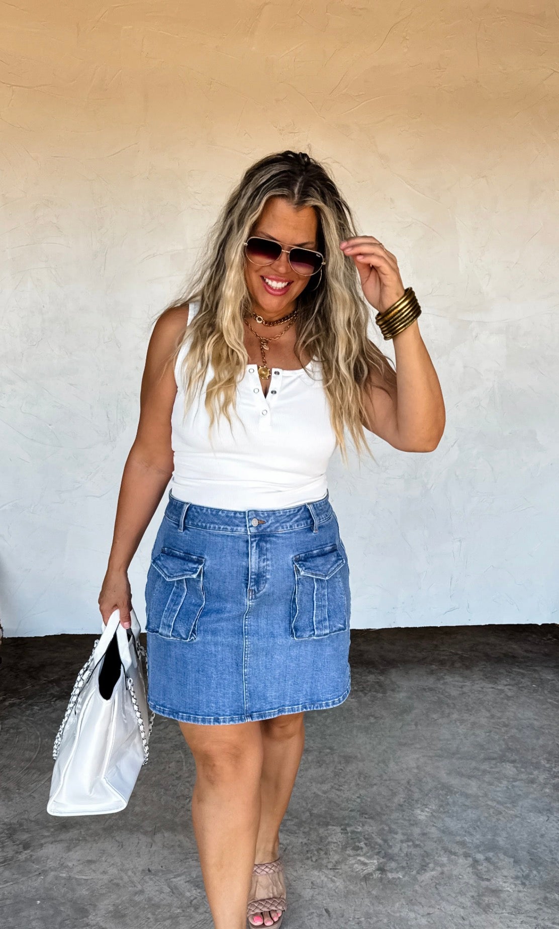 Denim Carly Cargo Skirt
