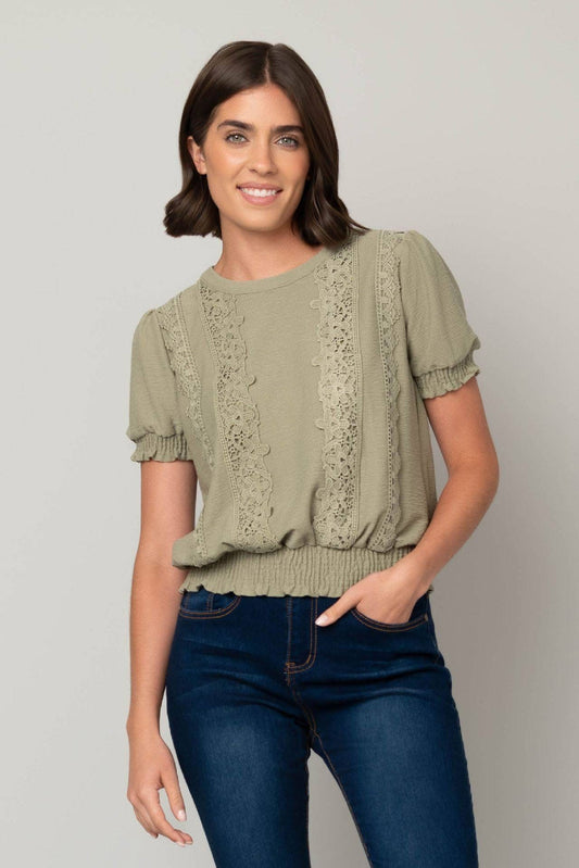 Olive Lace Trim Top