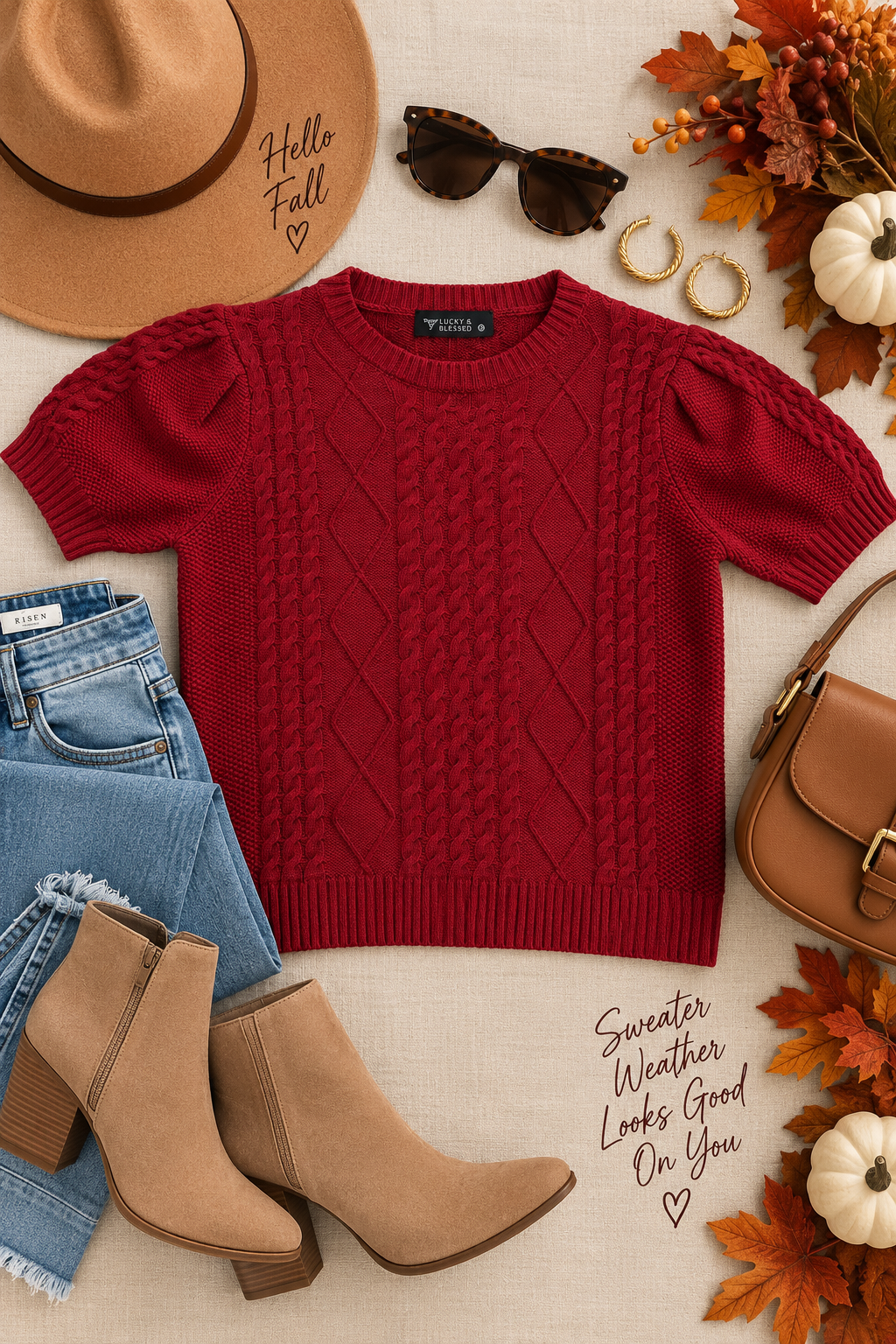 Crimson Cozy Cable Knit Top