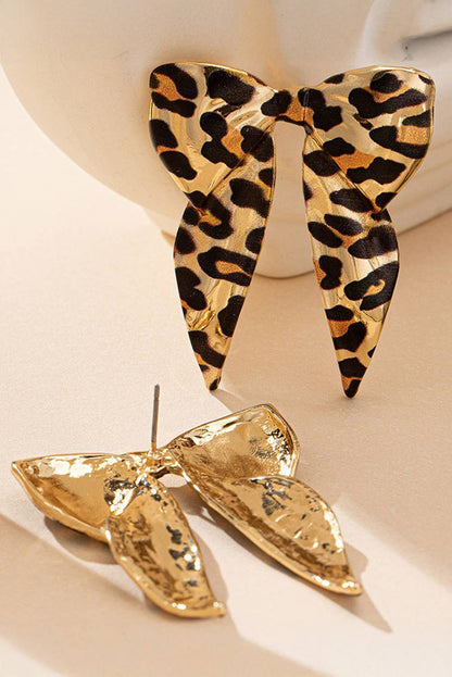Leopard Print Bow Earrings