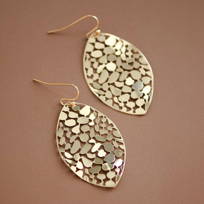 Gold Plated Metal Leaf Drop Earrings