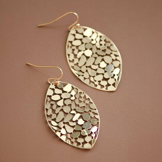 Gold Plated Metal Leaf Drop Earrings