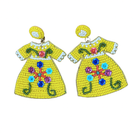 Mexican Dress Yellow Earrings