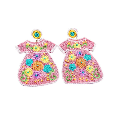 Mexican Dress Pink Earrings