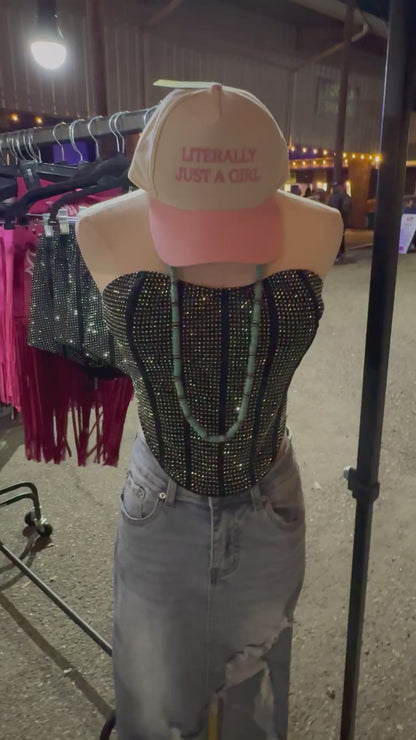 Black Rhinestone Corset Top